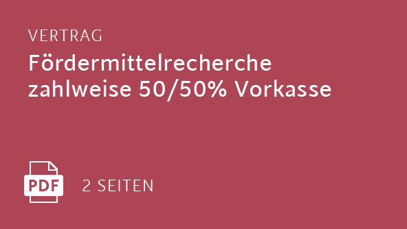 Fördermittelrecherche zahlweise 50/50% Vorkasse