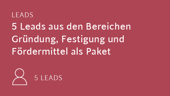 5 Leads aus dem Bereich Gründung, Festigung, Fördermittel als Paket